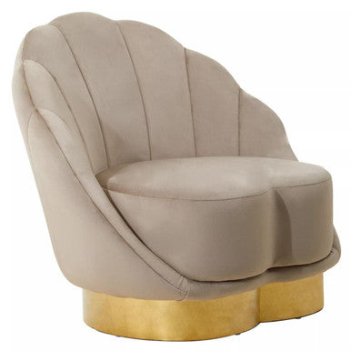 Orsina Velvet Chair in a soft beige design with a gold base for elegant accent seating