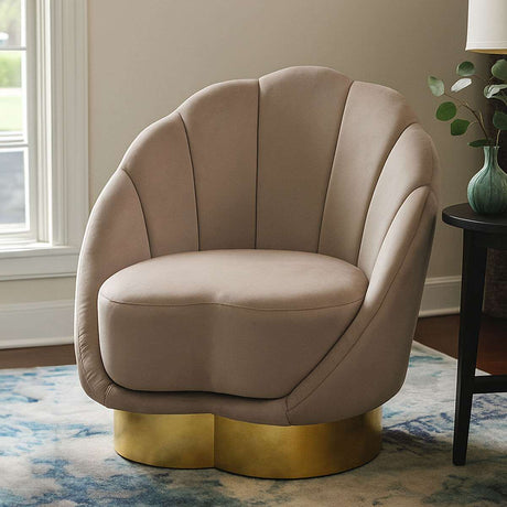 Orsina Velvet Chair with a modern design and golden base, perfect for stylish interiors