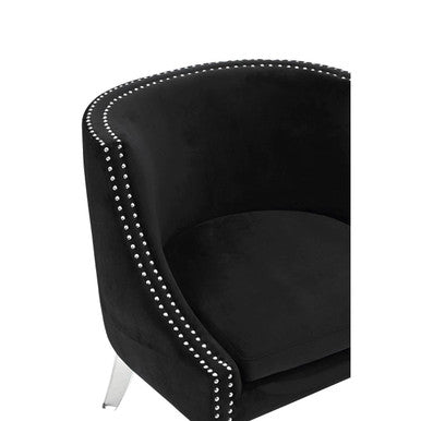 Orsina Velvet Chair in Black with Elegant Studded Detailing and Contemporary Design