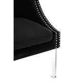 Orsina Velvet Chair with Elegant Studded Details and Clear Acrylic Legs for Stylish Decor