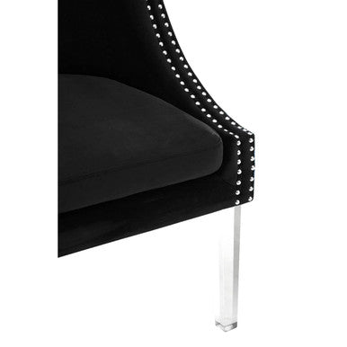 Orsina Velvet Chair with Elegant Studded Details and Clear Acrylic Legs for Stylish Decor
