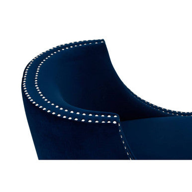 Orsina Velvet Chair in Deep Blue with Elegant Nailhead Trim for Stylish Living Spaces