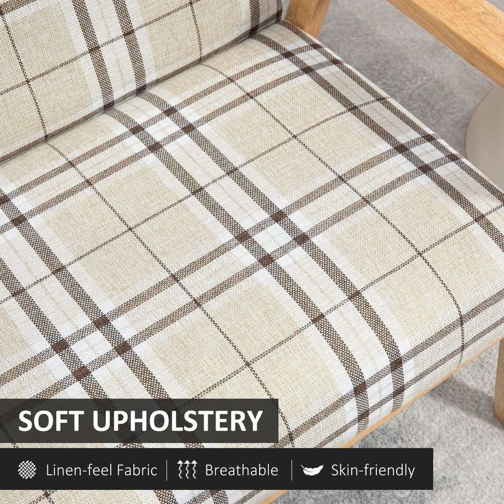 2 Seater Sofa with Rubber Wood Frame Linen Fabric Love Seat Small Couch HOMCOM
