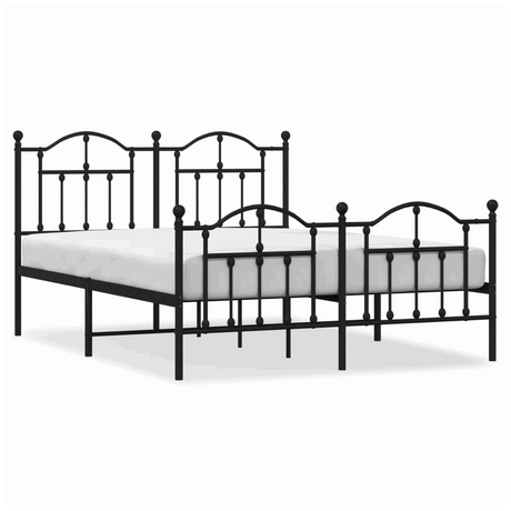 vidaXL Metal Bed Frame with Headboard and Footboard Black 150x200 cm King Size vidaXL
