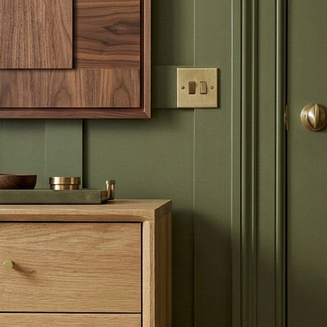 Fishe and Lilly Bedside Table in natural wood finish with minimalist design and decorative accents