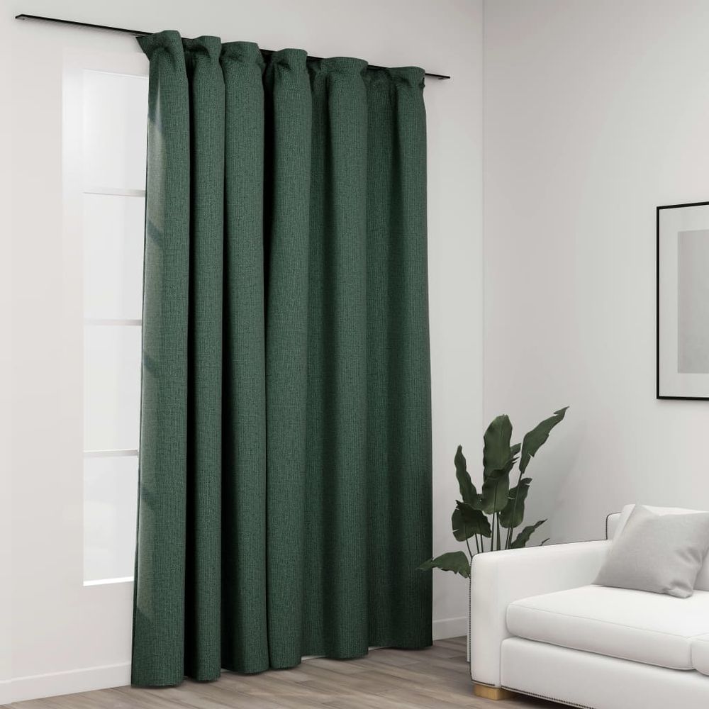 vidaXL Linen-Look Blackout Curtains with Hooks Black 290x245 cm vidaXL