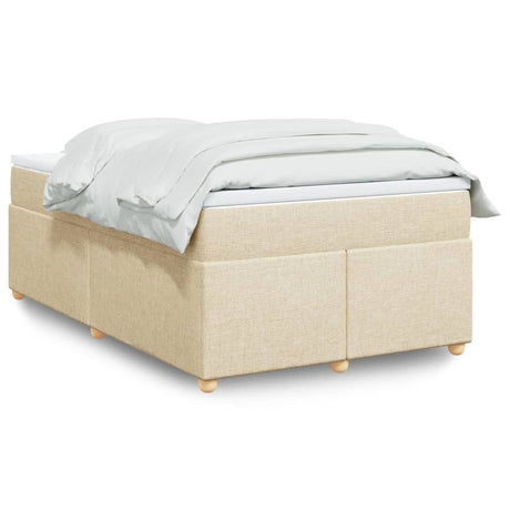 vidaXL Box Spring Bed with Mattress Blue 90x200 cm Fabric 120 x 200 cm cream vidaXL