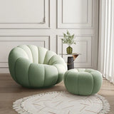 Nisu Home Green Plush Chair with a Rounded Design for Cozy Living Spaces