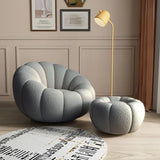Nisu Home Soft Plush Chair in Grey with Contemporary Design and Matching Ottoman