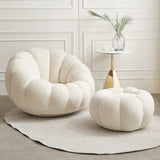 Nisu Home plush chair in white, featuring a cozy design and round shape for modern living spaces