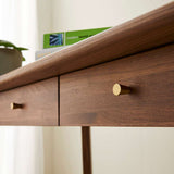 Fishe and Lilly Wooden Desk and Dressing Table with Gold Handles and Minimalist Design