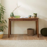 Fishe and Lilly Wooden Desk and Dressing Table with Two Drawers and Plants Decor