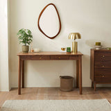 Fishe and Lilly Desk and Dressing Table in Walnut Finish with Three Drawers and Decorative Accessories
