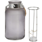 Frosted Grey Glass Lantern with Rope Detail and LED Shades 4 Seasons