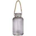 Frosted Grey Glass Lantern with Rope Detail and LED GREY GLASS Shades 4 Seasons