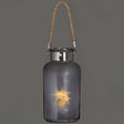 Frosted Grey Glass Lantern with Rope Detail and LED Shades 4 Seasons
