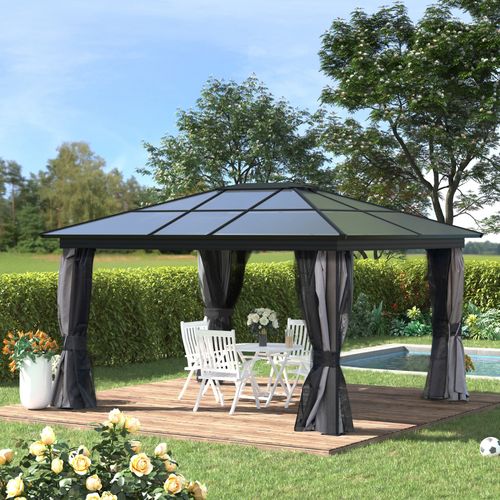 Outsunny Hardtop Gazebo with Curtains for Outdoor Decor Unbranded