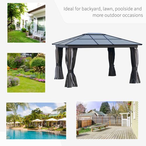 Outsunny Hardtop Gazebo with Curtains for Outdoor Decor Unbranded