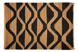 Orsina Handwoven Hemp Rug in Bold Geometric Design with Natural and Black Stripes