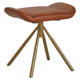 Orsina Leather Footstool with a stylish quilted design and gold metal legs for modern decor