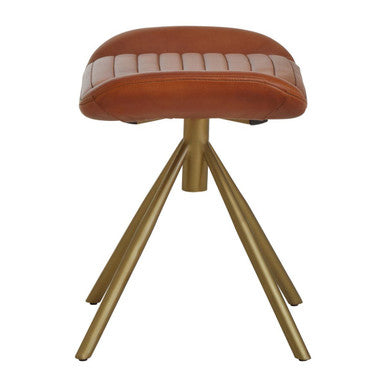 Orsina Leather Footstool with Stylish Design and Gold Metal Legs for Modern Interiors