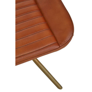 Orsina Leather Footstool in a warm tan shade with a sleek design and gold legs