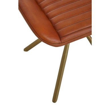 Orsina Leather Footstool with ribbed design and sleek metal legs for stylish comfort