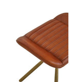 Orsina Leather Footstool in Brown with a Soft Padded Seat and Stylish Stitched Detailing