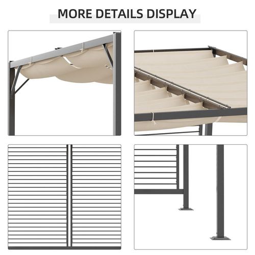 Metal Pergola Patio Sun Shelter Grape Tent Retractable Canopy UV Cut Outsunny