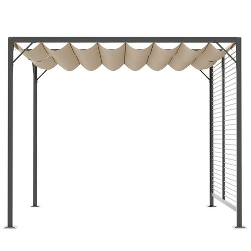 Metal Pergola Patio Sun Shelter Grape Tent Retractable Canopy UV Cut Outsunny