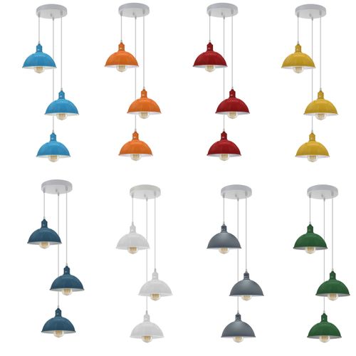 Vintage Industrial Round Three Outlet 21cm Pendant Retro Ceiling Light Ledsone