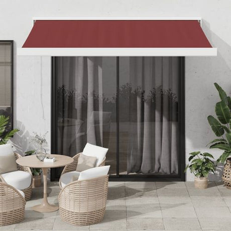vidaXL Manual Retractable Awning Burgundy 300x250 cm burgundy and white 300 x 250 cm vidaXL