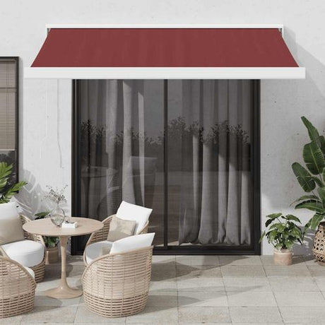 vidaXL Manual Retractable Awning Burgundy 300x250 cm burgundy and white 350 x 250 cm vidaXL