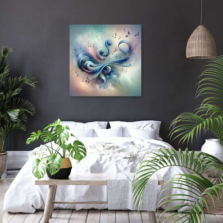 Abstract Wall Art Canvas featuring musical designs, perfect for enhancing bedroom decor