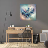 Abstract Wall Art Canvas featuring fluid shapes and musical notes for modern home decor