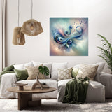 Beautiful abstract wall art canvas featuring swirling colours and musical notes for modern home decor