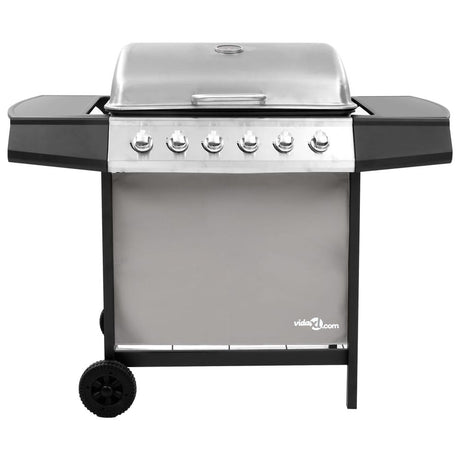 Gas BBQ Grill with 6 Burners Black and Silver vidaXL