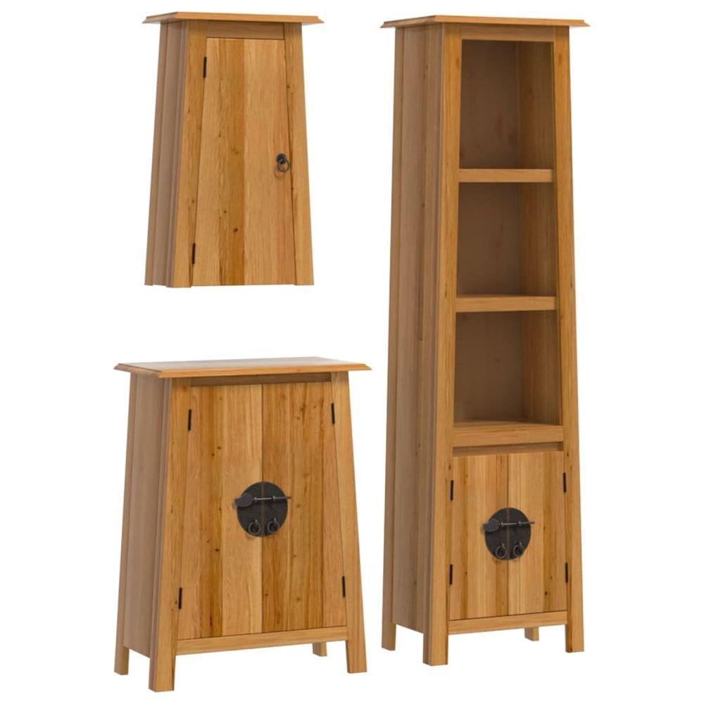 vidaXL 3 Piece Bathroom Furniture Set Solid Wood Pine vidaXL