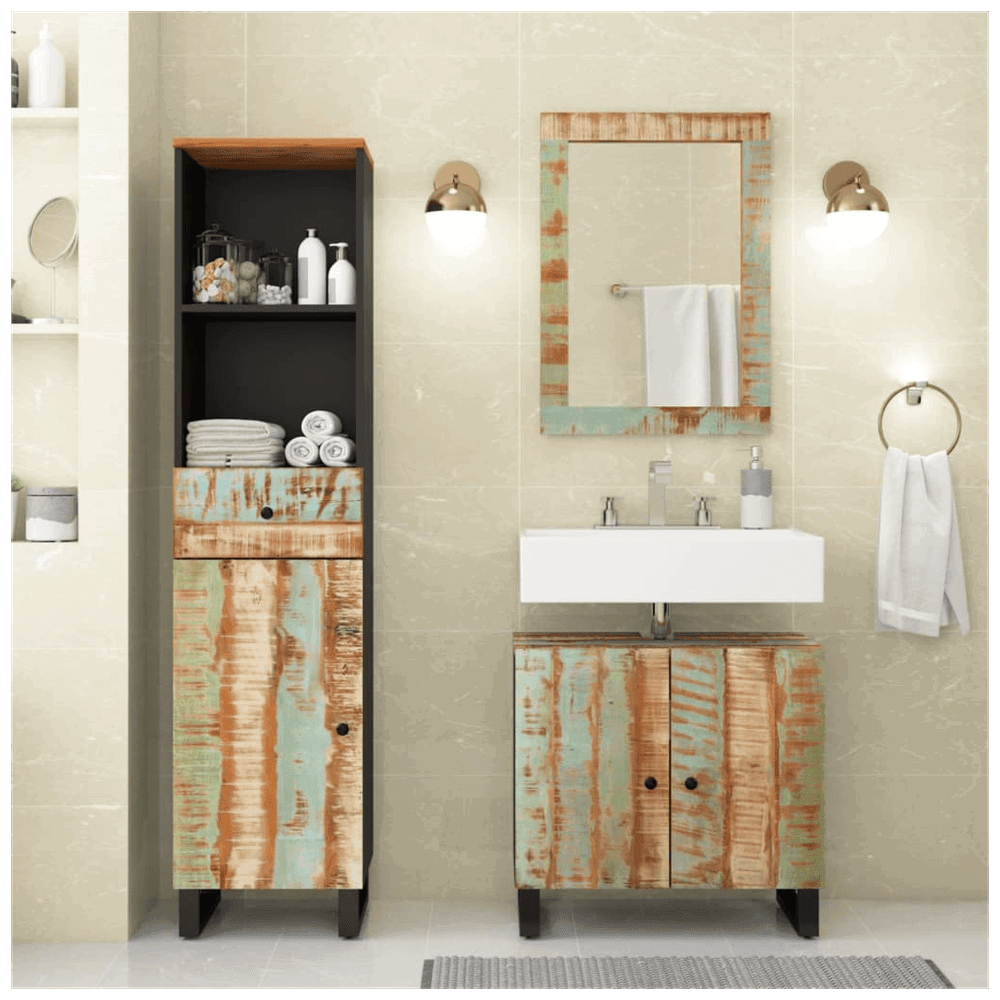 vidaXL 3 Piece Bathroom Furniture Set Solid Wood Reclaimed vidaXL