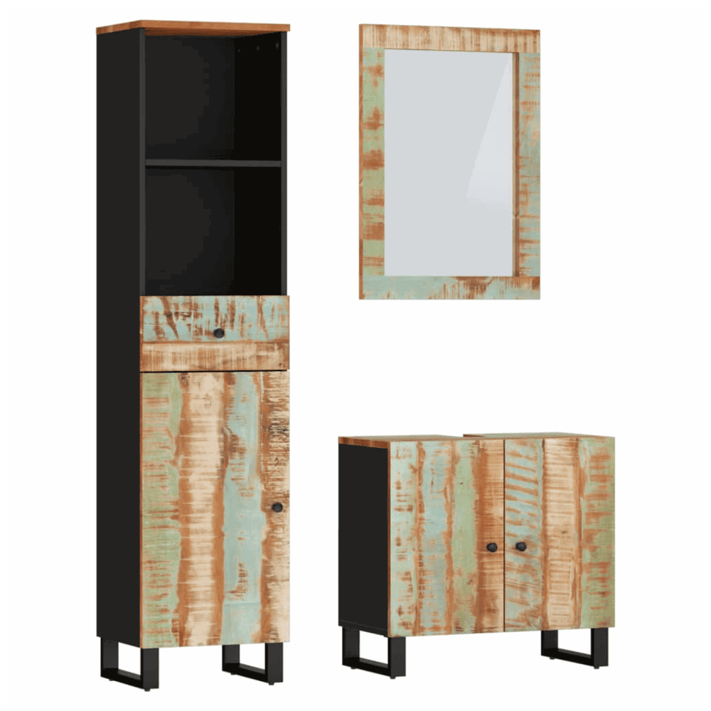 vidaXL 3 Piece Bathroom Furniture Set Solid Wood Reclaimed vidaXL