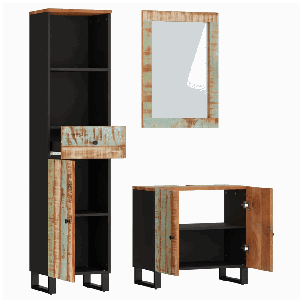 vidaXL 3 Piece Bathroom Furniture Set Solid Wood Reclaimed vidaXL