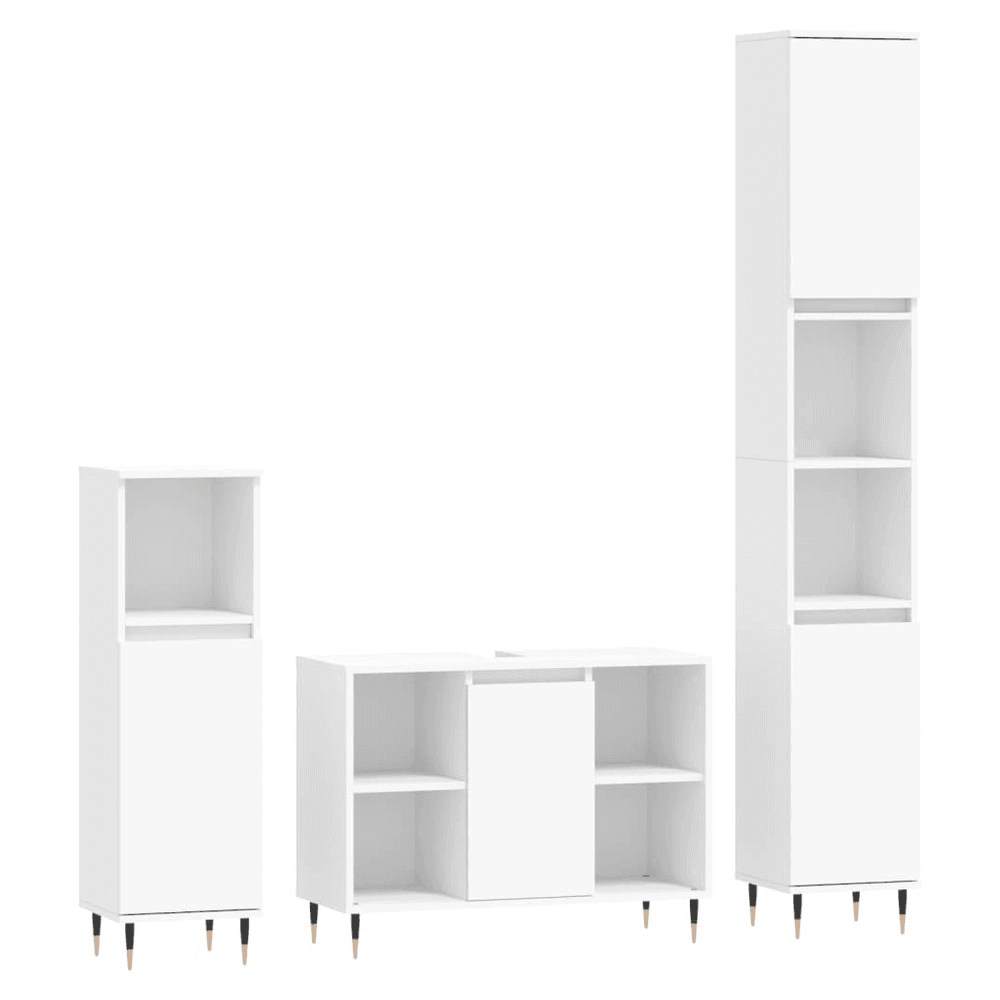 vidaXL 3 Piece Bathroom Furniture Set White Engineered Wood vidaXL