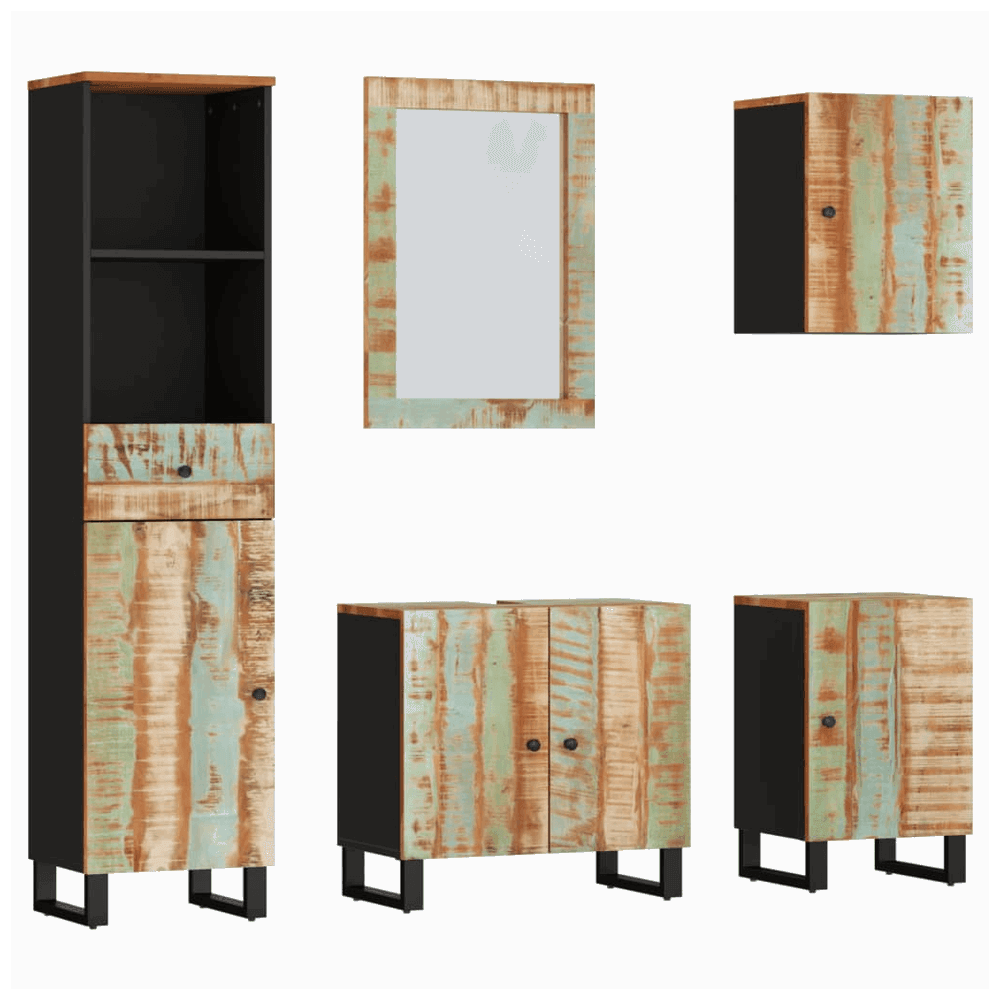 vidaXL 5 Piece Bathroom Furniture Set Solid Wood Reclaimed vidaXL