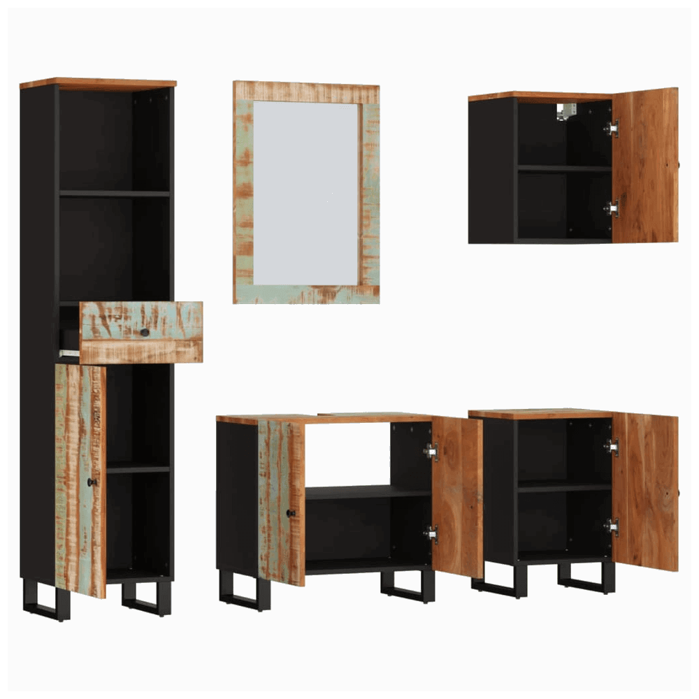 vidaXL 5 Piece Bathroom Furniture Set Solid Wood Reclaimed vidaXL