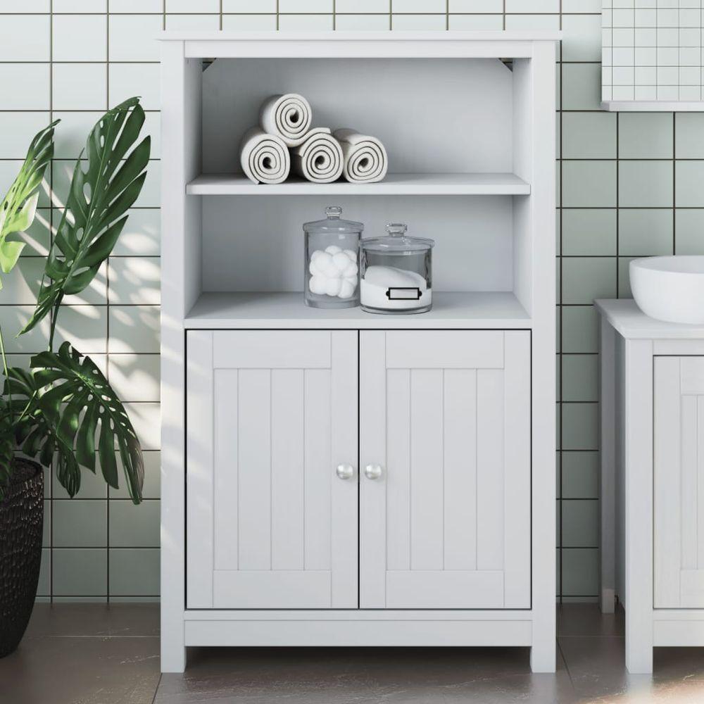 vidaXL Bathroom Cabinet BERG White 69.5x34x110 cm Solid Wood Pine vidaXL