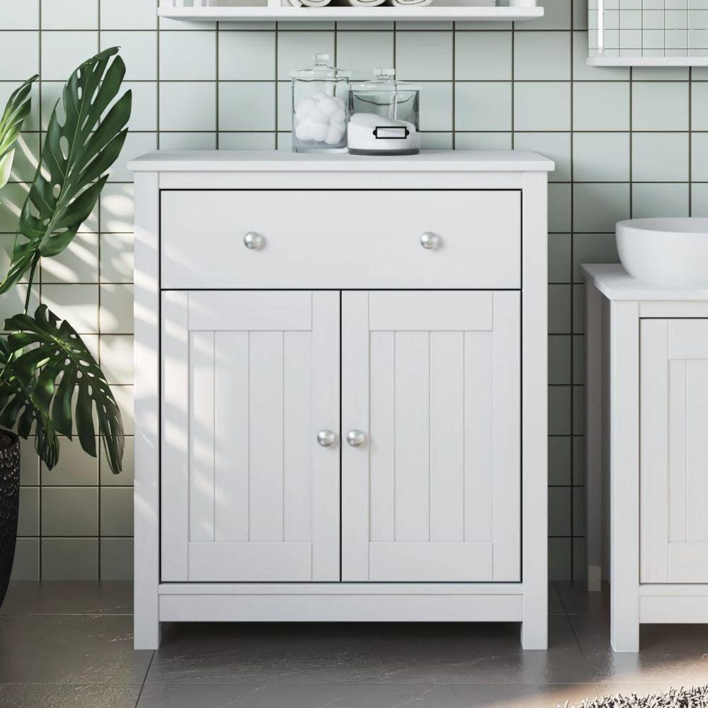 vidaXL Bathroom Cabinet BERG White 69.5x34x80 cm Solid Wood Pine vidaXL