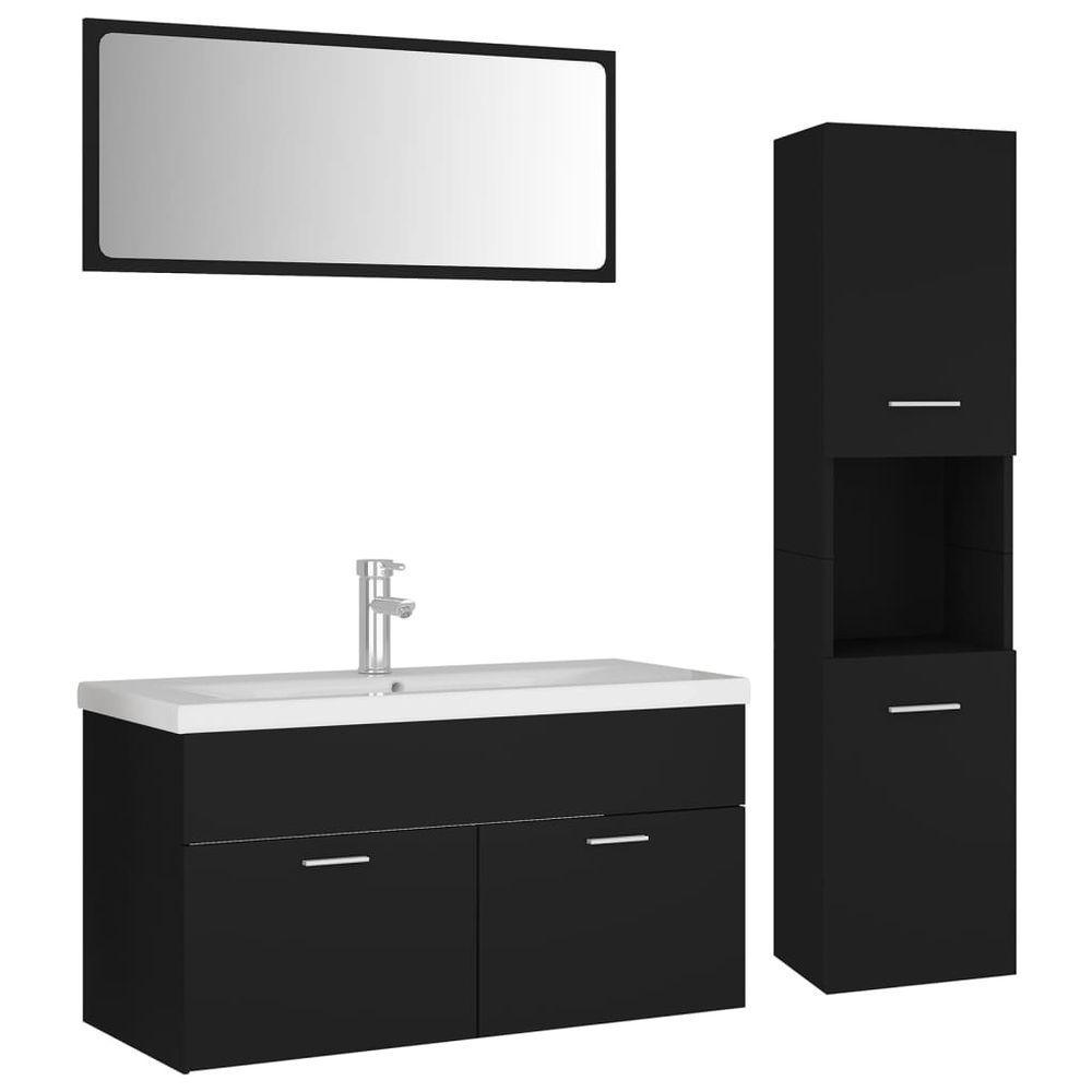 vidaXL Bathroom Furniture Set Black Engineered Wood vidaXL