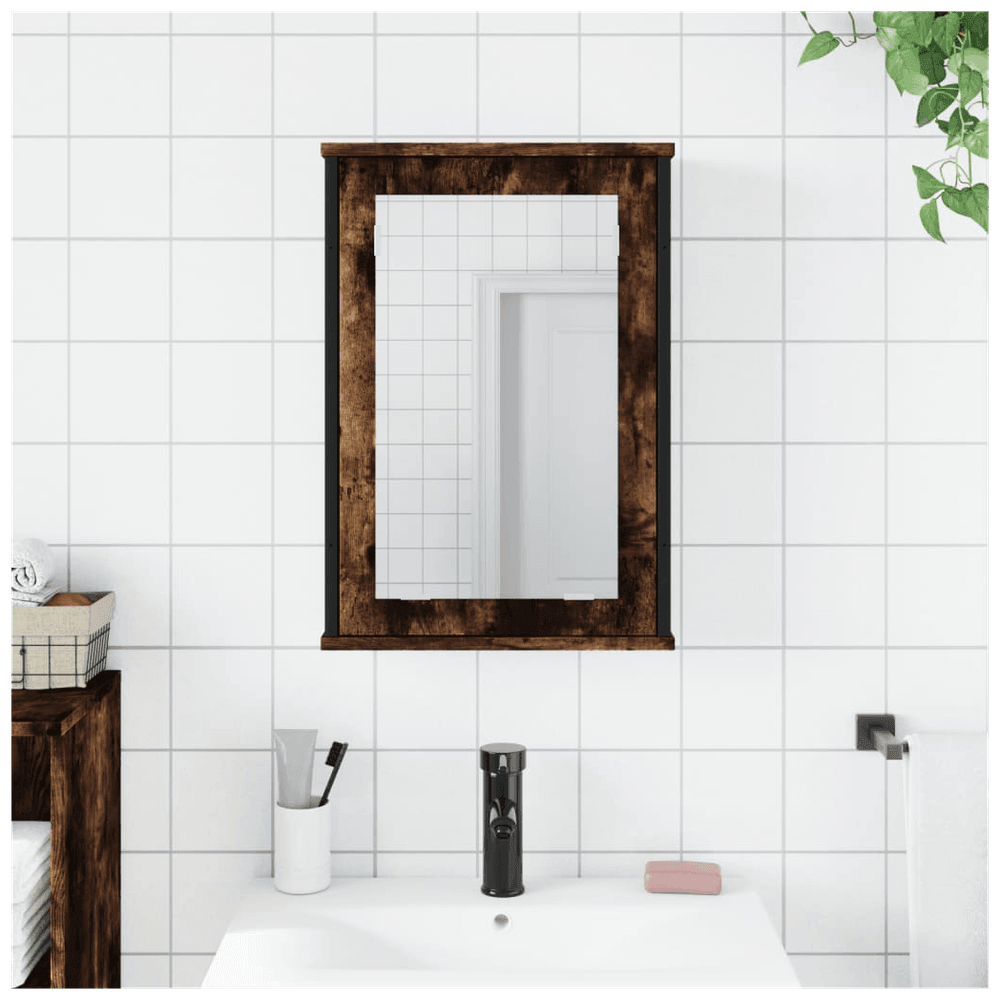 vidaXL Bathroom Mirror Cabinet Smoked Oak 42x12x60 cm Engineered Wood vidaXL