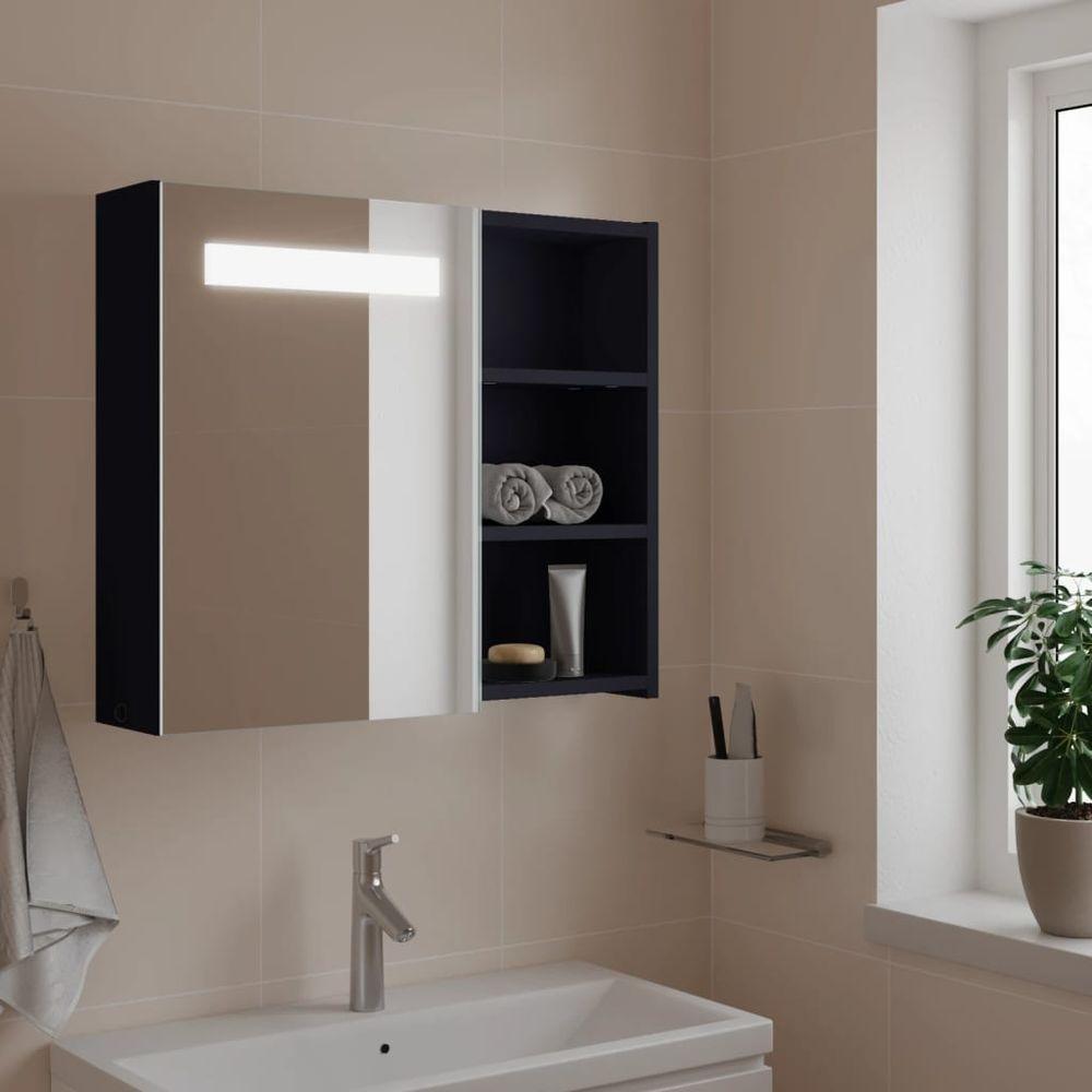 vidaXL Bathroom Mirror Cabinet with LED Light Grey 60x13x52 cm vidaXL