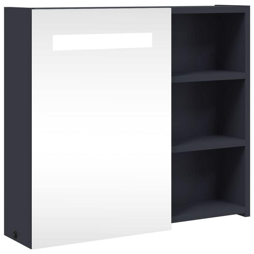 vidaXL Bathroom Mirror Cabinet with LED Light Grey 60x13x52 cm vidaXL